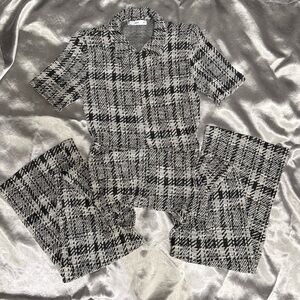 Mango Monochrome Tweed Jumpsuit